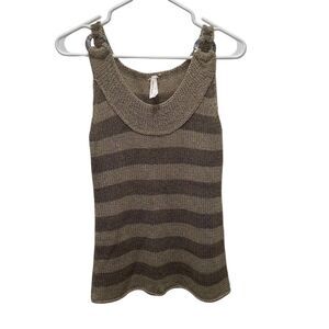 GOLFwomen Women's Striped Knit Tank Top Brown Size S Summer‎ Casual
